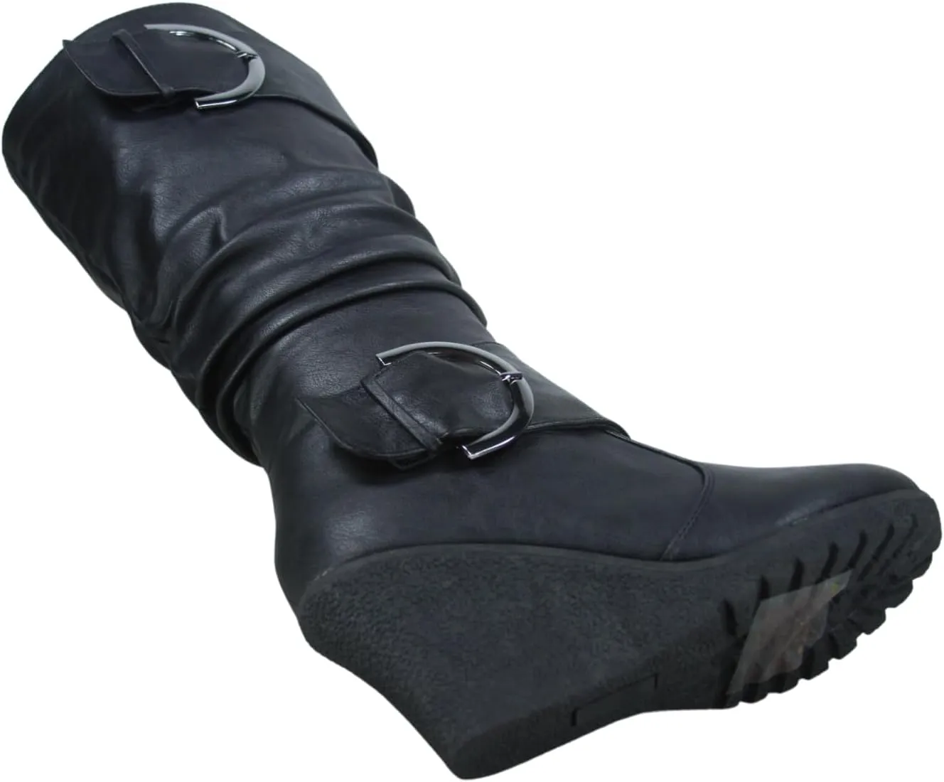 TZ Rose-65 Women's Fashion Round Toe Wedge Mid Calf Knee High Boot Shoes