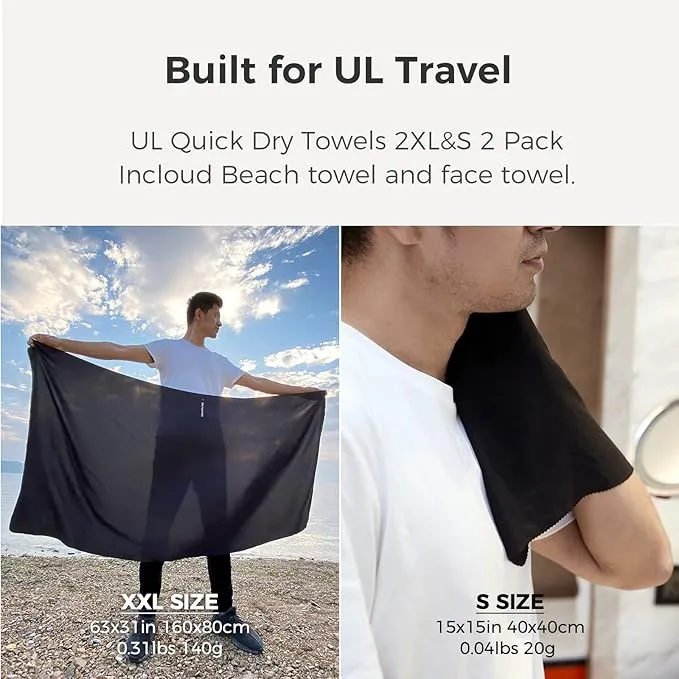 Ultralight Quick Dry Towel,Microfiber Quick-drying Towels with Compact Packable Pocket for Travel Towel Microfiber Beach Towels Camp Towel Gym Towel Swimming Towel(Navy Blue 2 Set)
