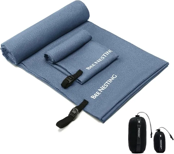 Ultralight Quick Dry Towel,Microfiber Quick-drying Towels with Compact Packable Pocket for Travel Towel Microfiber Beach Towels Camp Towel Gym Towel Swimming Towel(Navy Blue 2 Set)