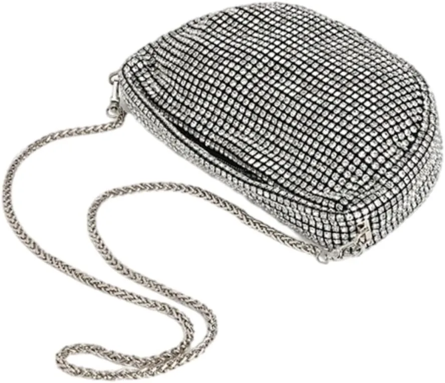 UMREN Bling Full Glitter Knotted Handbag for Women Crystal Rhinestone Hobo Dumpling Bag Diamond Evening Clutch Crossbody Bag