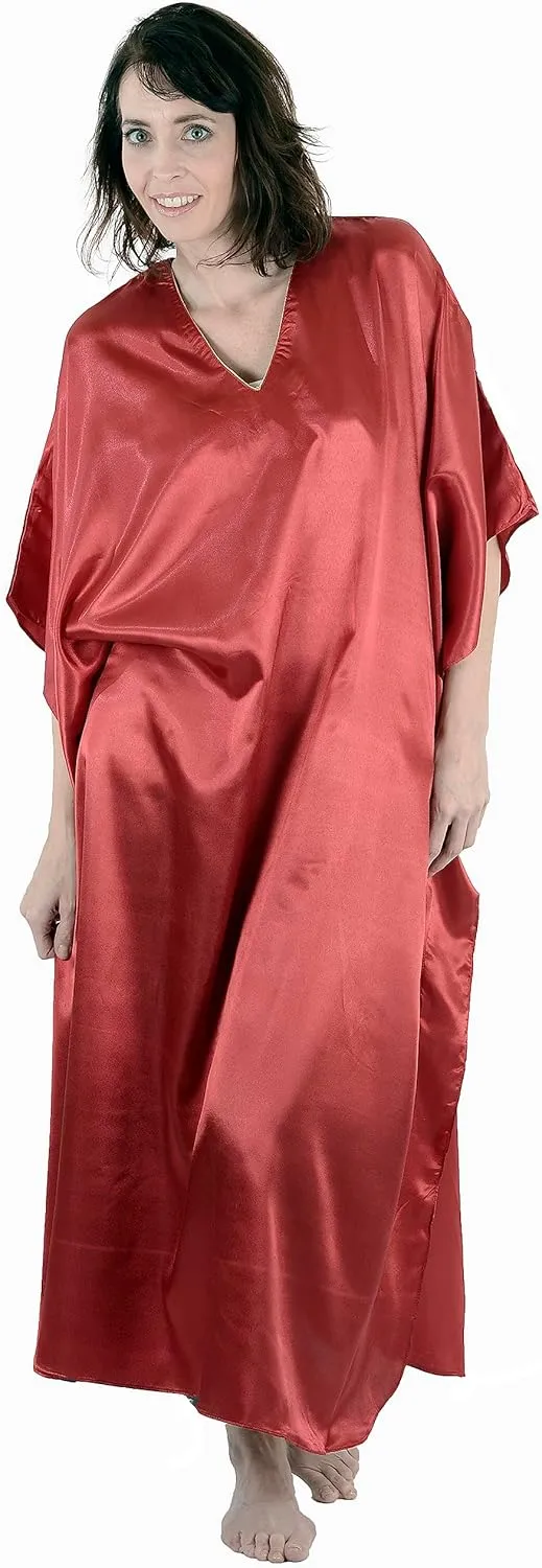 Up2date Fashion Satin Caftans in 5 Solid Colors, One Size Plus, Style#Caf23