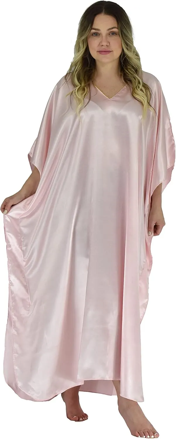 Up2date Fashion Satin Caftans in 5 Solid Colors, One Size Plus, Style#Caf23