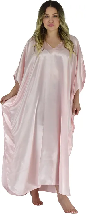 Up2date Fashion Satin Caftans in 5 Solid Colors, One Size Plus, Style#Caf23