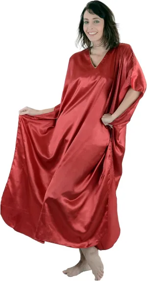 Up2date Fashion Satin Caftans in 5 Solid Colors, One Size Plus, Style#Caf23
