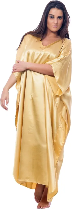 Up2date Fashion Satin Caftans in 5 Solid Colors, One Size Plus, Style#Caf23