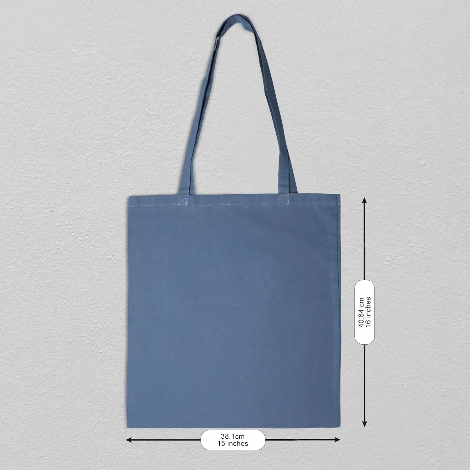 Urban Villa 6 Pack Reusable Grocery Bags 15’’x16’’ with 27’’ long Handle Blue Color 100% Cotton Tote Bags Medium Weight Grocery Shopping Cloth Bags Great Choice for Promotion Gift DIY Advertising