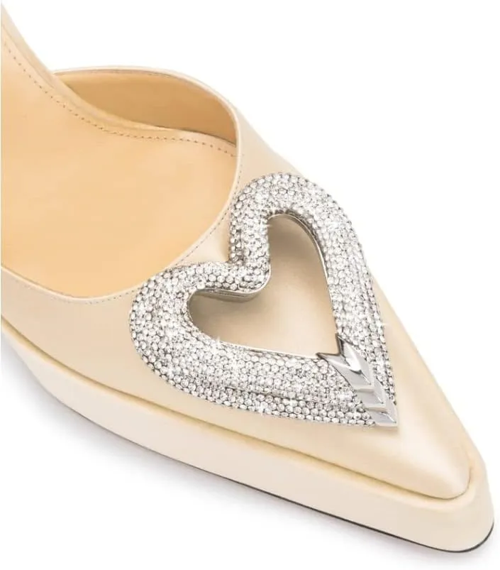 Vertundy Women's Platform Rhinestone Pumps - Ankle Strap Closed Pointed Toe Chunky Heel Satin Triple Heart Fashion Dress Shoes