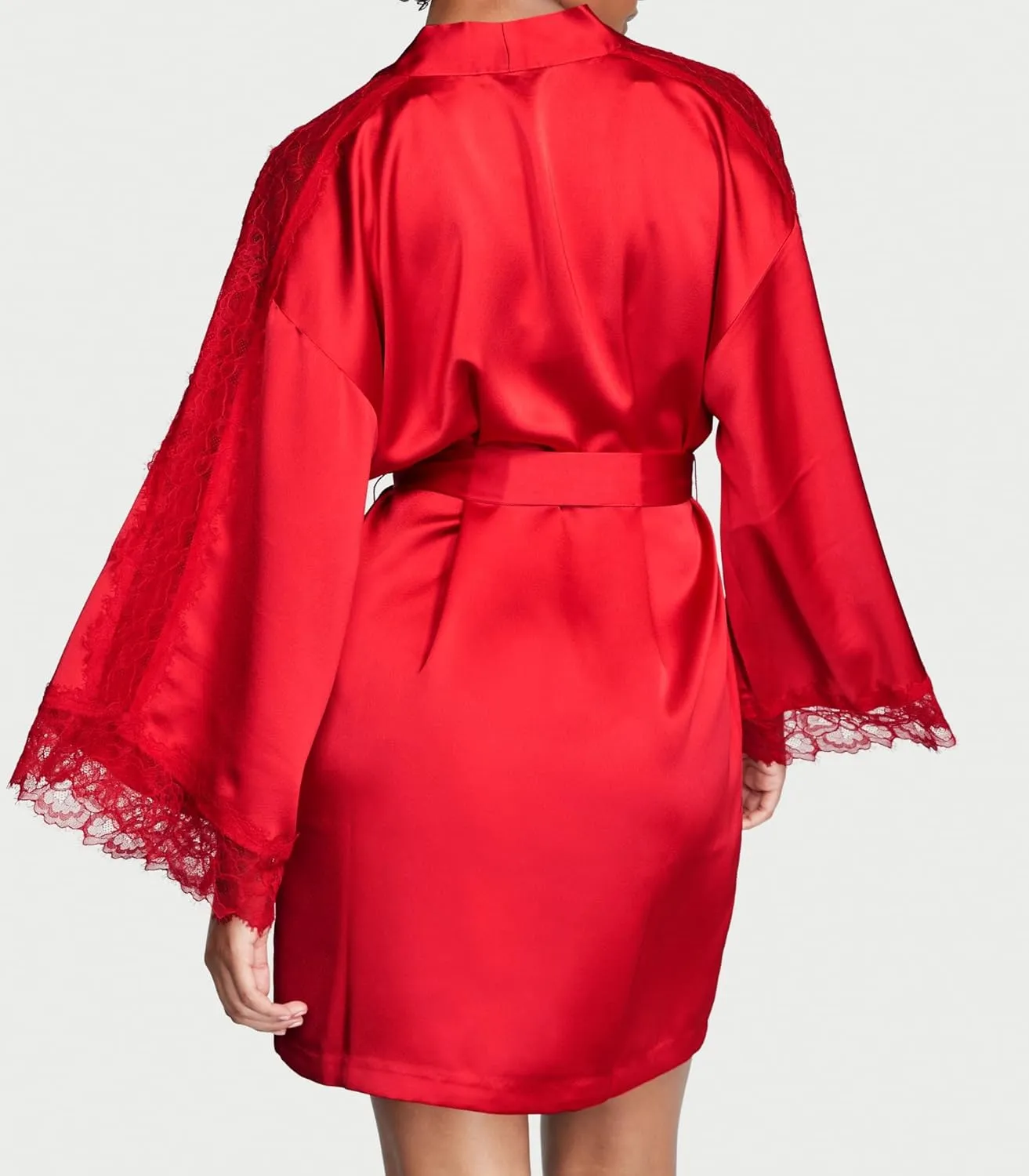Victoria's Secret Luxe Satin Jacquard Lace Inset Robe, Women's Sleepwear (XS-XXL)