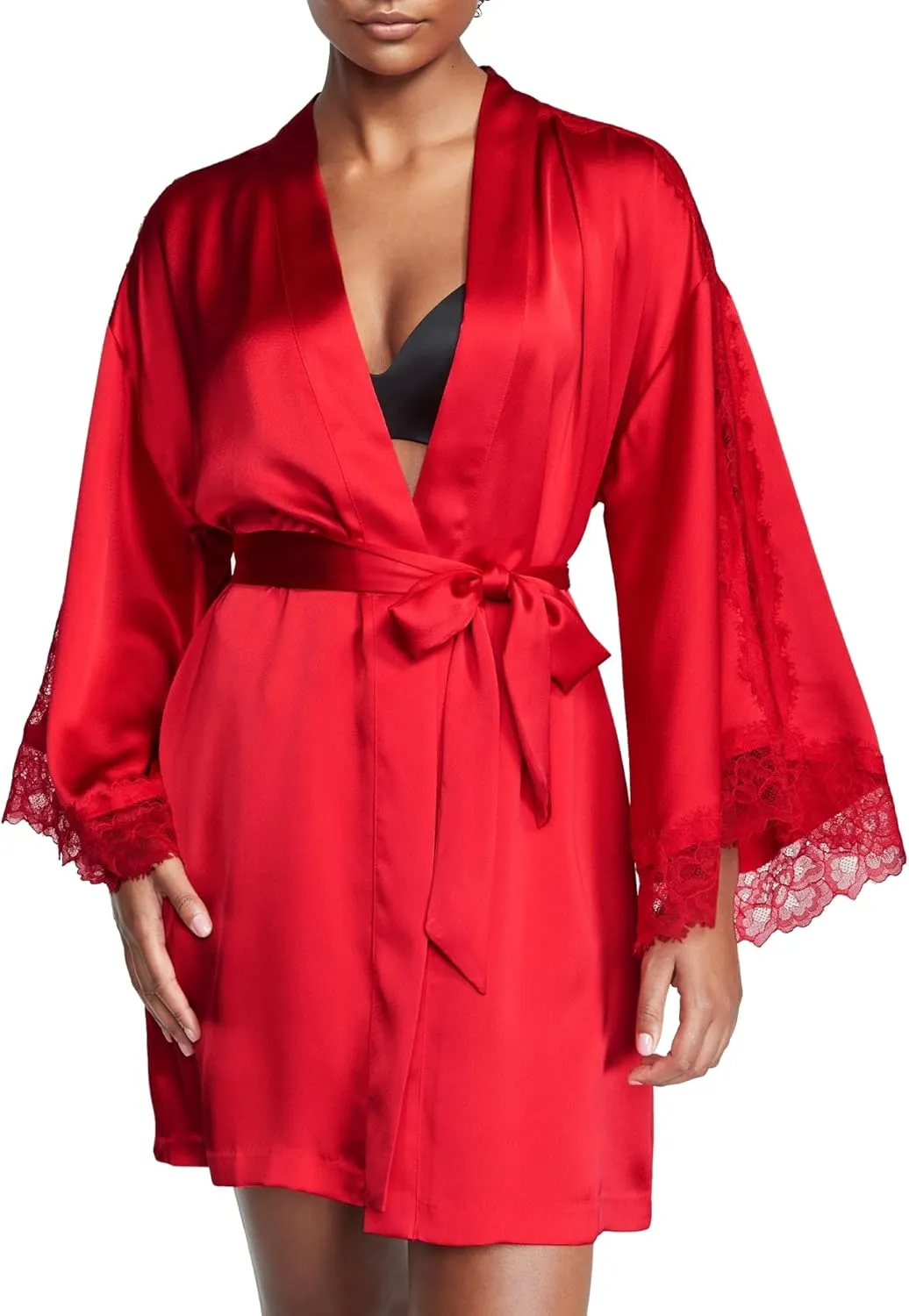 Victoria's Secret Luxe Satin Jacquard Lace Inset Robe, Women's Sleepwear (XS-XXL)