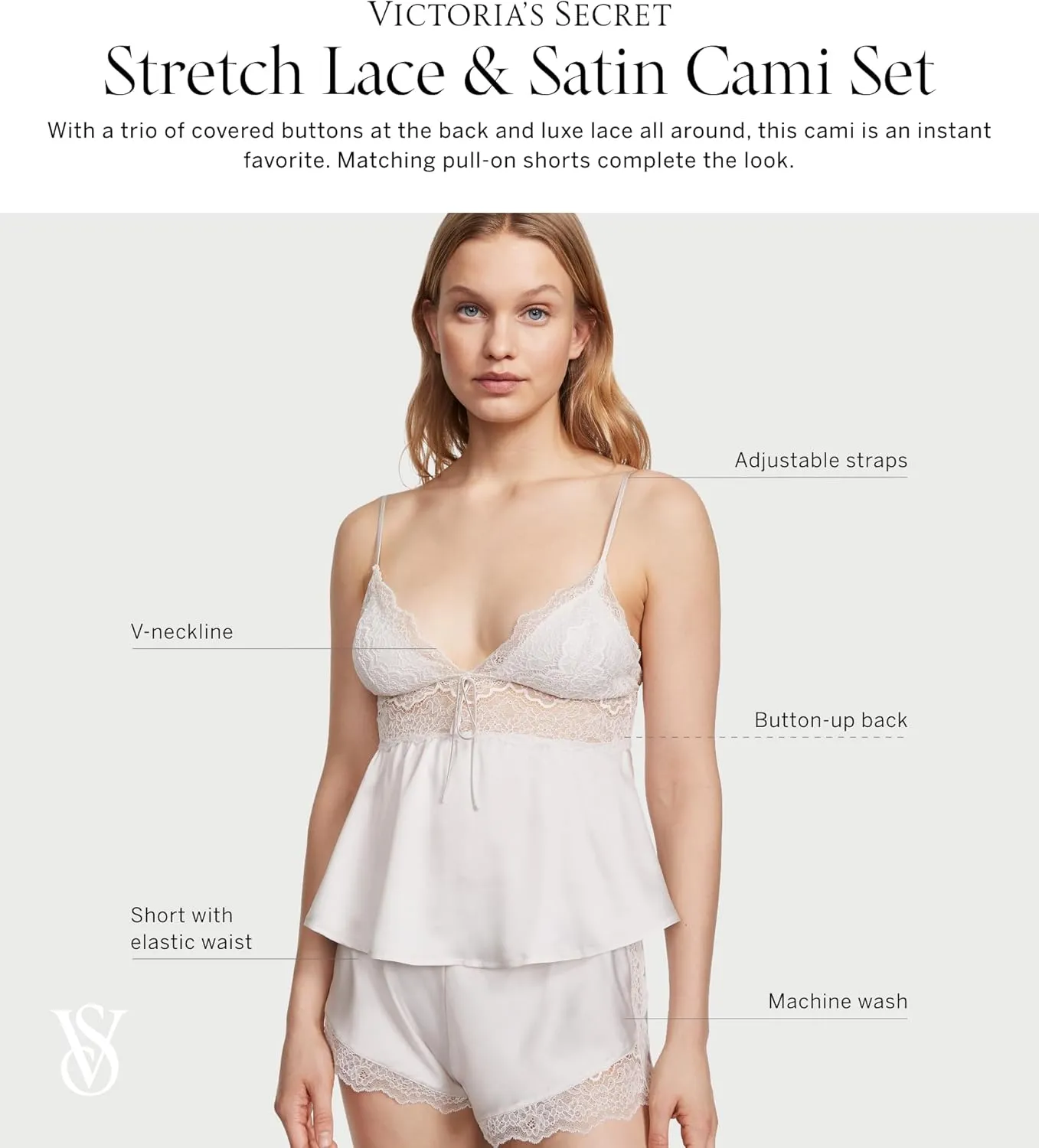 Victoria's Secret Stretch Lace & Satin Cami Set, Women's Sleepwear (XS-XXL)
