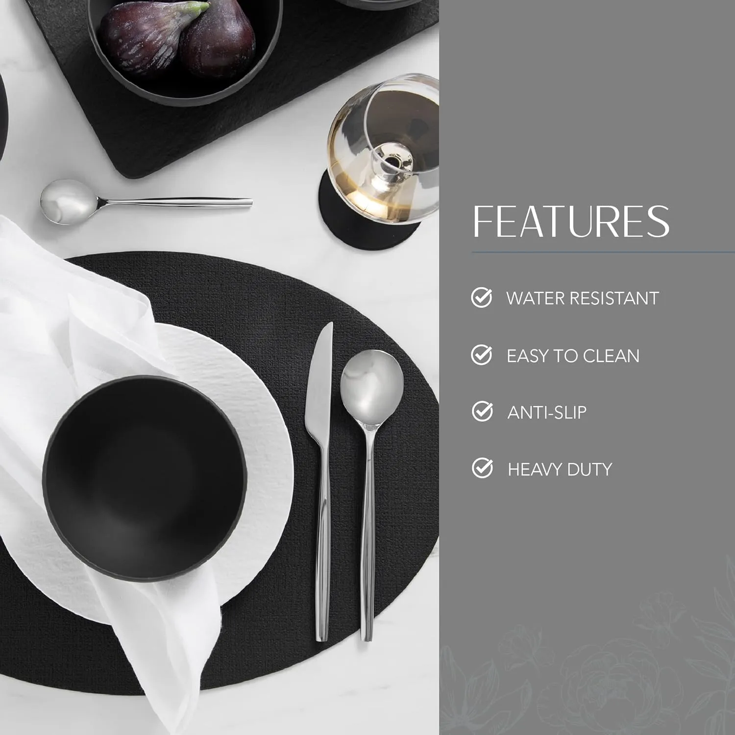 Villeroy & Boch Manufacture Rock Faux-Leather Oval Reversible Placemats, Set of 4, Black