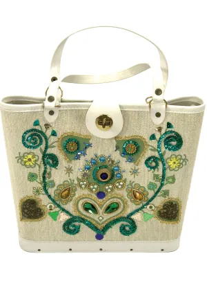 Vintage 1960s Edith Collins Jewelled Canvas Handbag - New!