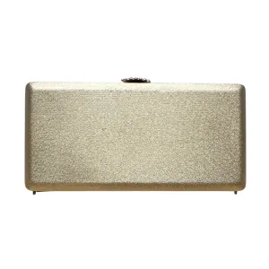 Vintage Volupté Gold Hard Shell Rhinestone Clasp Clutch Purse Sz S