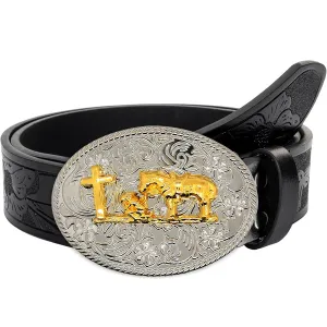 Vintage Western Cowboy Style Belt with Bull Head Buckle
