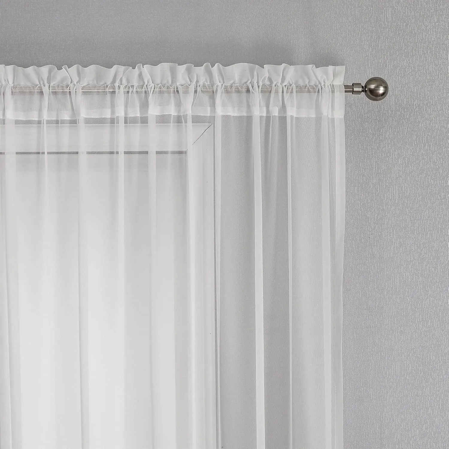 VISIONTEX White Sheer Voile Curtains, Decorative White Embossed Butterflies Rod Pocket Window Drapes for Home Kitchen, Living Room and Bedroom 54 x 84 Inch, Set of 2 Curtain Panels