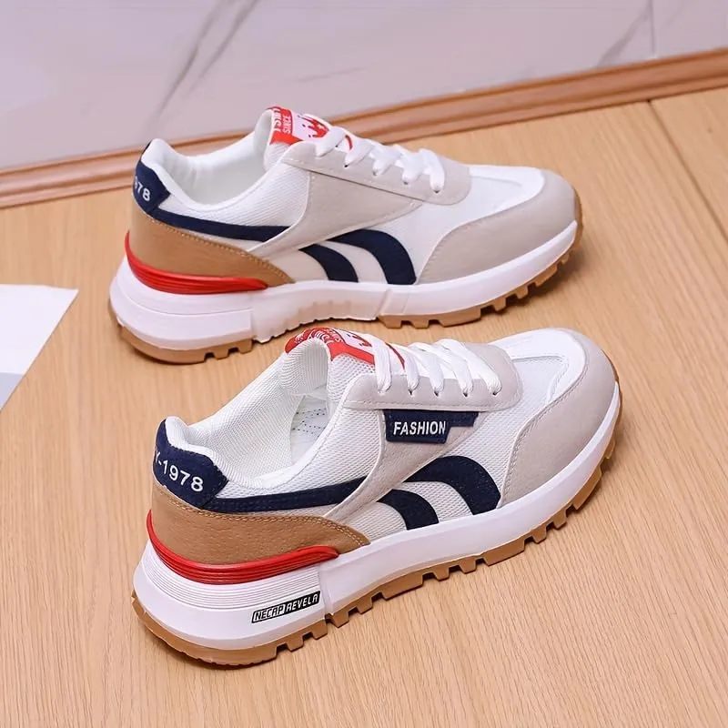 Warm and Lightweight Women's Fleece Lining Colorblock Sneakers with Soft Sole and Platform for Comfortable Walking