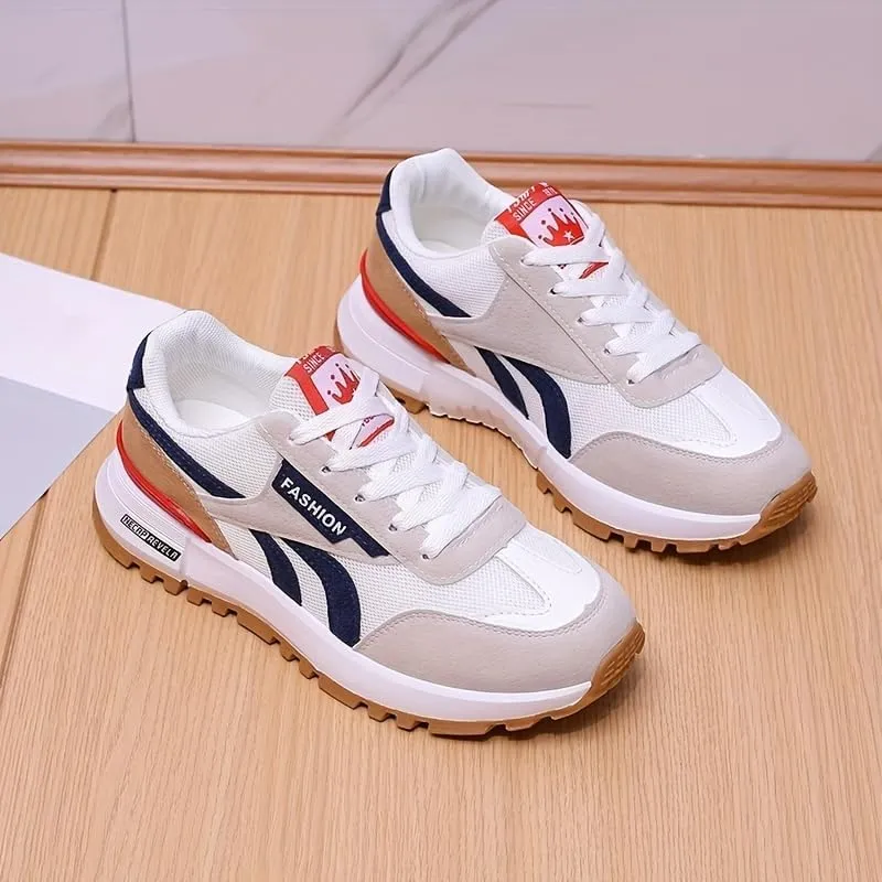 Warm and Lightweight Women's Fleece Lining Colorblock Sneakers with Soft Sole and Platform for Comfortable Walking