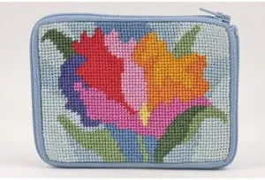 Watercolor Poppy Needlepoint Coin Purse Kit- Stitch & Zip