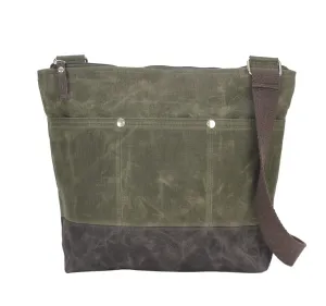Waxed Canvas Tote Bag Crossbody Medium Daily Everyday Bag Two Color Bag Long Cotton Webbing Strap Minimalist Simply Multi Pockets Cute Bag