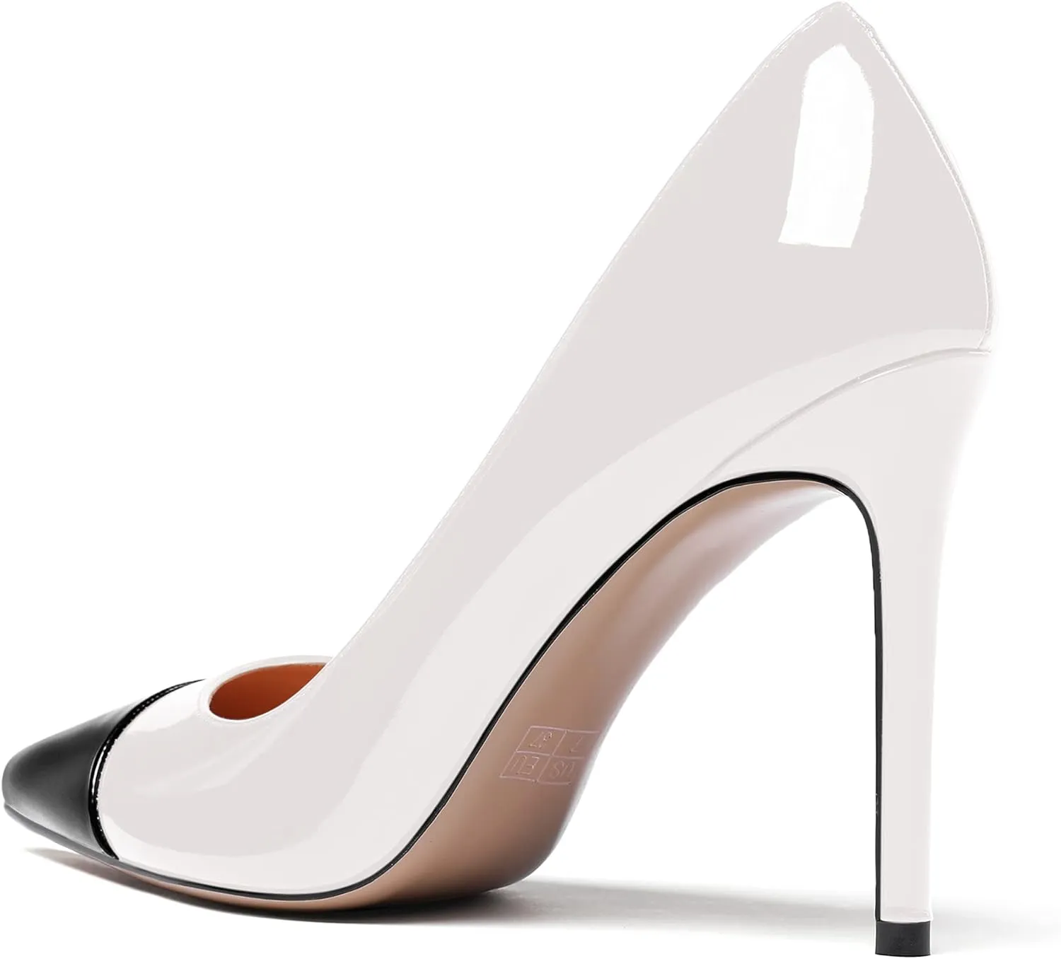 WAYDERNS Women's Pointed Toe Slip On Patent Leather Patchwork Stiletto High Heel Pumps Wedding Dress Shoes 4 Inch