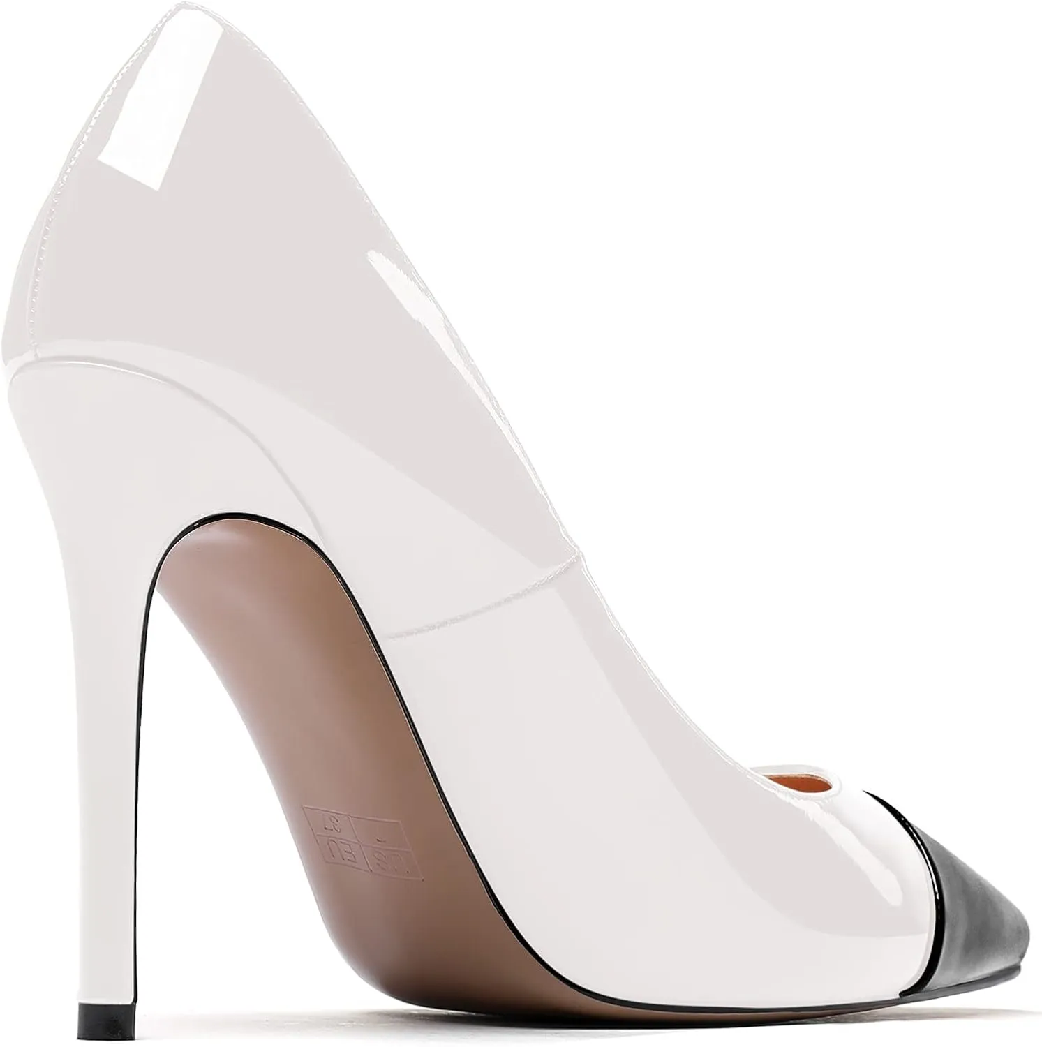 WAYDERNS Women's Pointed Toe Slip On Patent Leather Patchwork Stiletto High Heel Pumps Wedding Dress Shoes 4 Inch