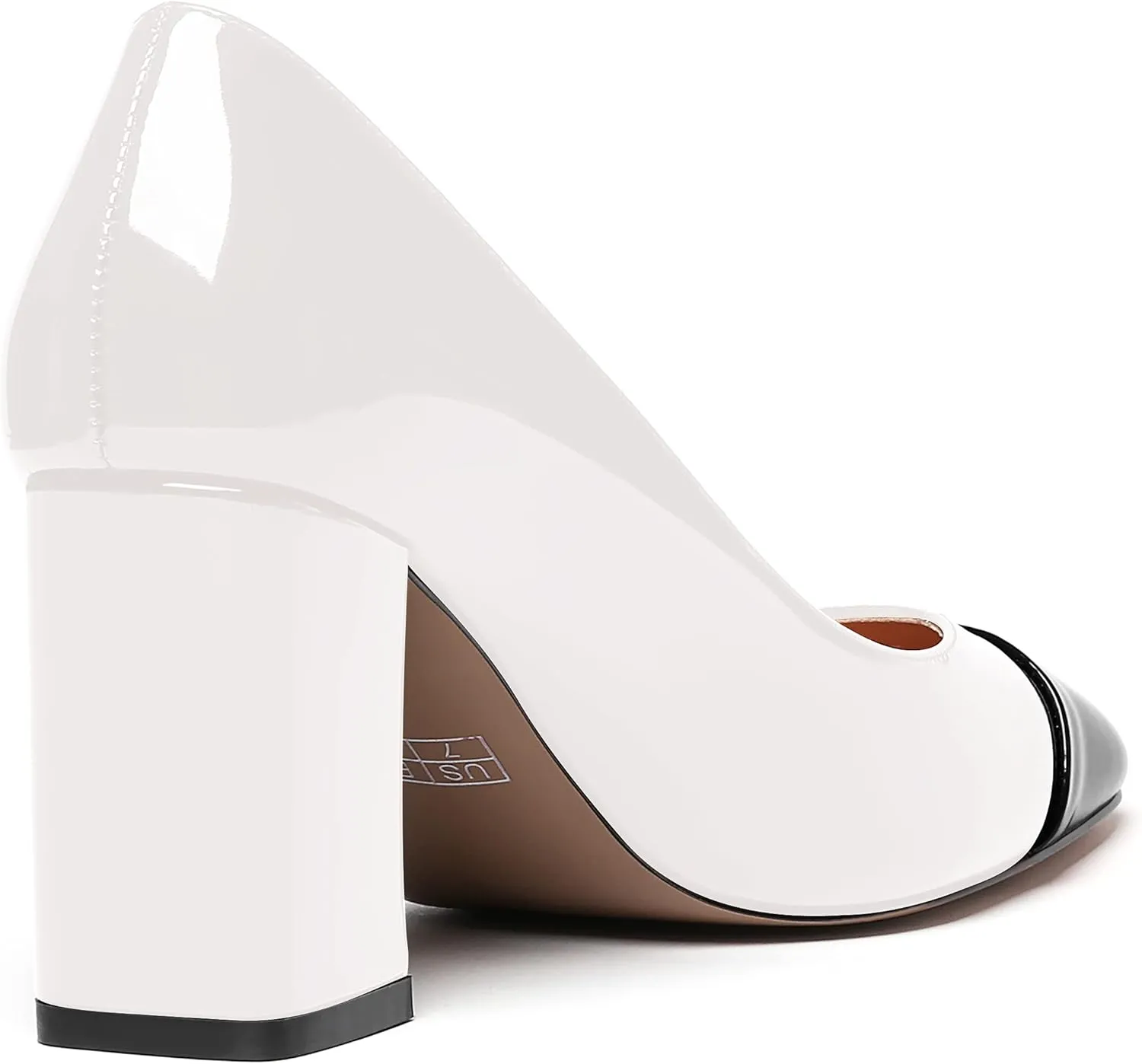 WAYDERNS Women's Square Toe Solid Slip On Patent Leather Patchwork Block High Heel Pumps 3 Inch