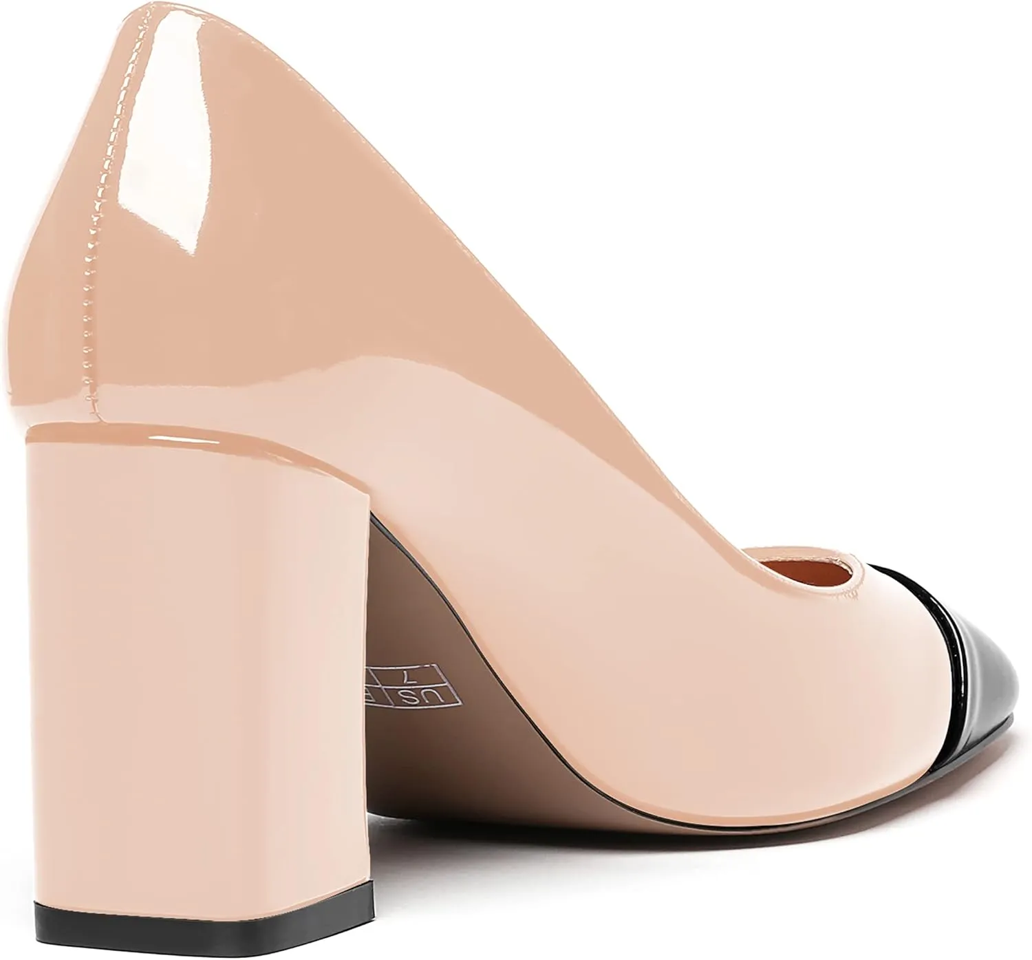 WAYDERNS Women's Square Toe Solid Slip On Patent Leather Patchwork Block High Heel Pumps 3 Inch