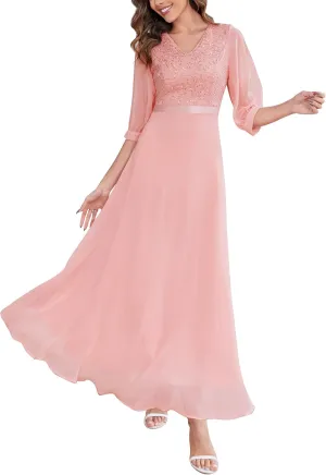 Wedtrend Women's Sequin Dress Sparkly Glitter Dress Split Sleeves Formal Dresses Maxi Evening Dress