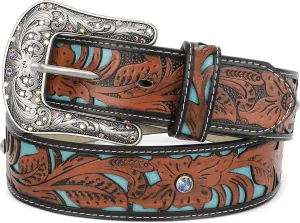 Western Belts for Women Cowgirl Cowboy Country Belt Turquoise Rhinestone Leather Belt Brown Plus Size Belt
