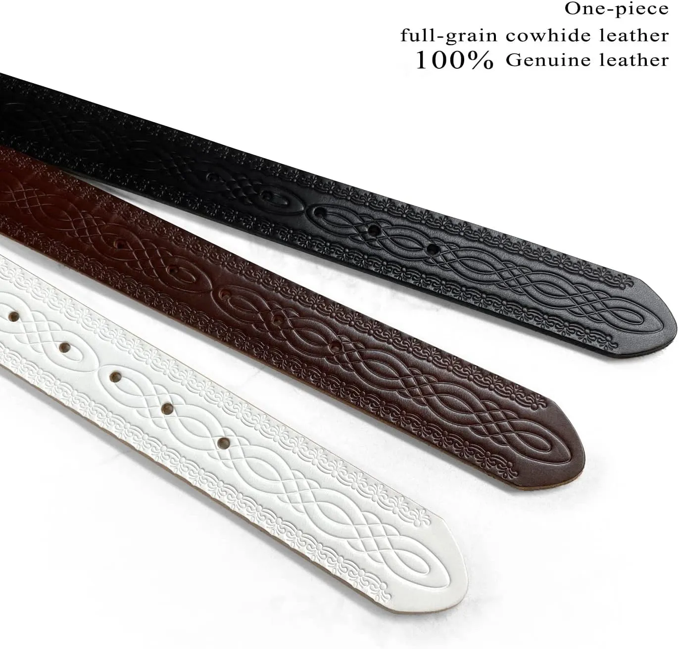 Western Floral Engraved Embossed Tooled Genuine Leather Belt Strap or Belt 1-1/2"(38mm) Wide, Multi-Style Options