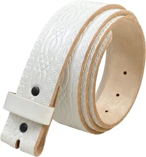 Western Floral Engraved Embossed Tooled Genuine Leather Belt Strap or Belt 1-1/2"(38mm) Wide, Multi-Style Options