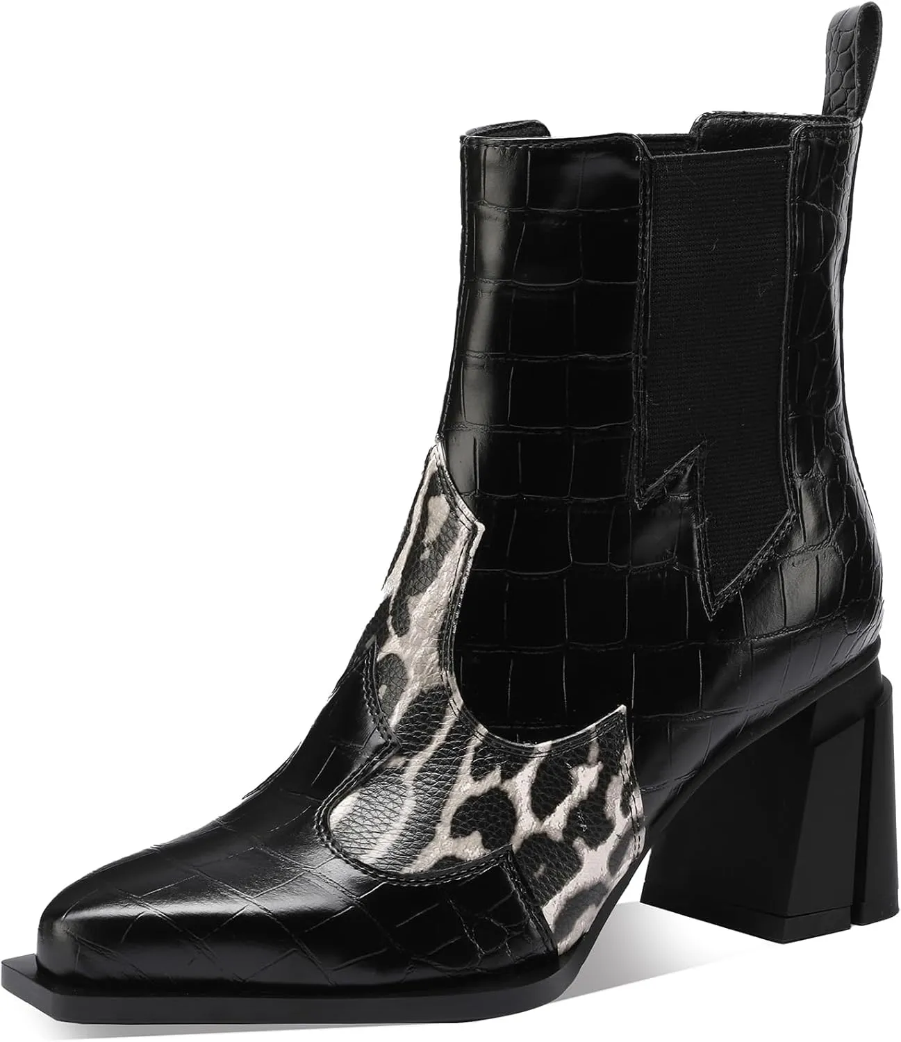 Western Gladiator Boots For Women Winter Ankle Extra Wide Calf Booties Botas Para Mujer Chelsea Leather Chunky Block Dress Combat Warm Lined Cowboy Cowgirl Ladies High Heels