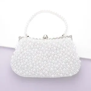 White Pearl Cluster Evening Tote / Clutch / Crossbody Bag