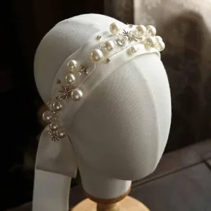 White Satin Bride Headbands Wedding Headwear Bridal Princess Tiara Wedding Hair Accessories