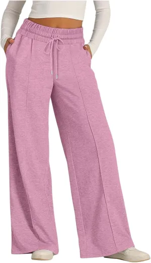 Wide Leg Sweatpants Women High Waist Drawstring Loose Lounge Sweat Pants with Pockets