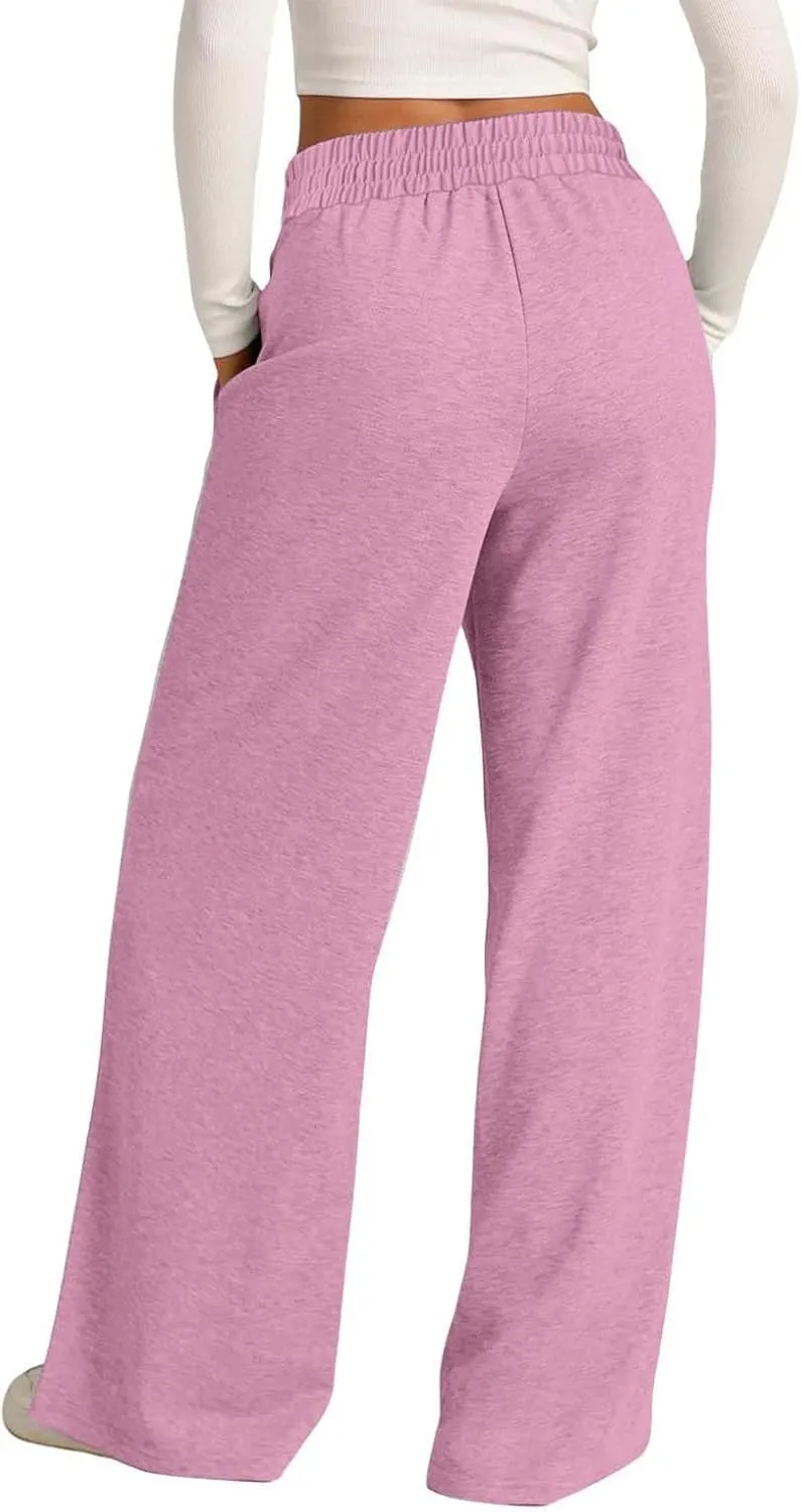 Wide Leg Sweatpants Women High Waist Drawstring Loose Lounge Sweat Pants with Pockets