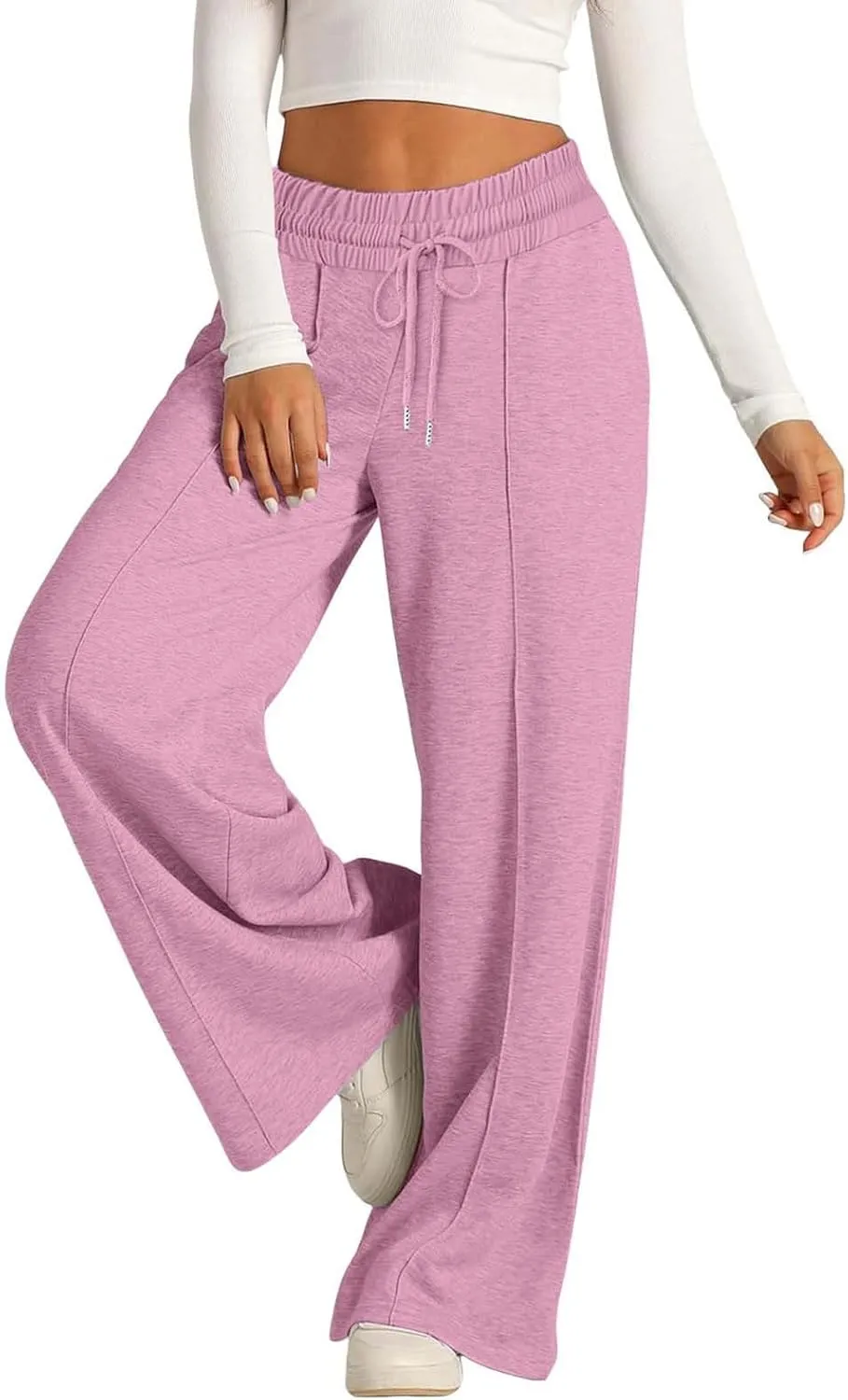 Wide Leg Sweatpants Women High Waist Drawstring Loose Lounge Sweat Pants with Pockets