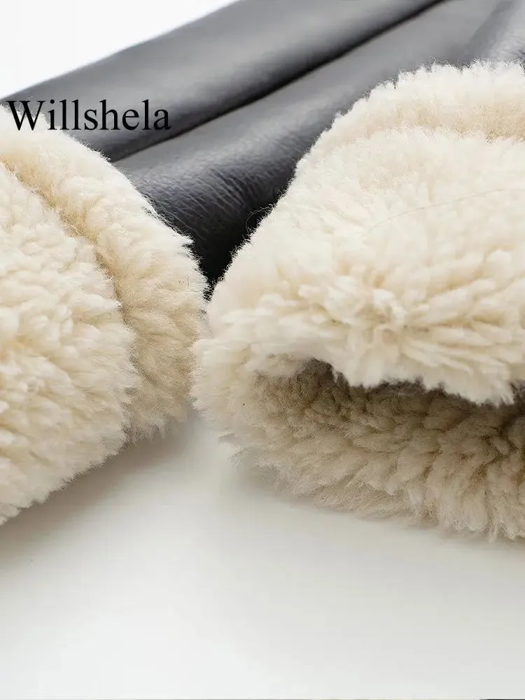 Willshela Women Fashion Solid Front Zipper Jackets Vintage Lapel Neck Long Sleeves Female Chic Lady Outfits