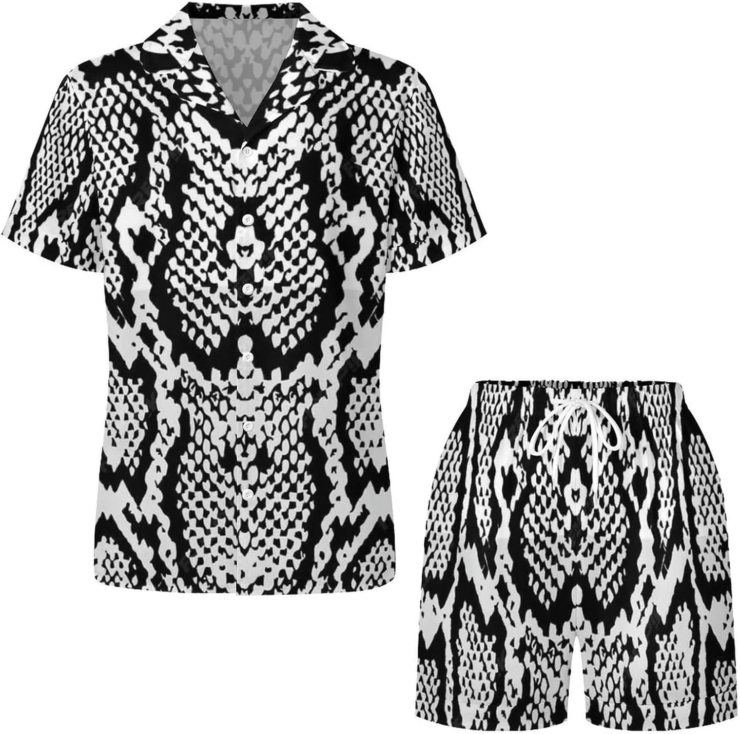 Women 2-Piece Silky Sleepwear Shorts and Button Down Short Sleeve Top