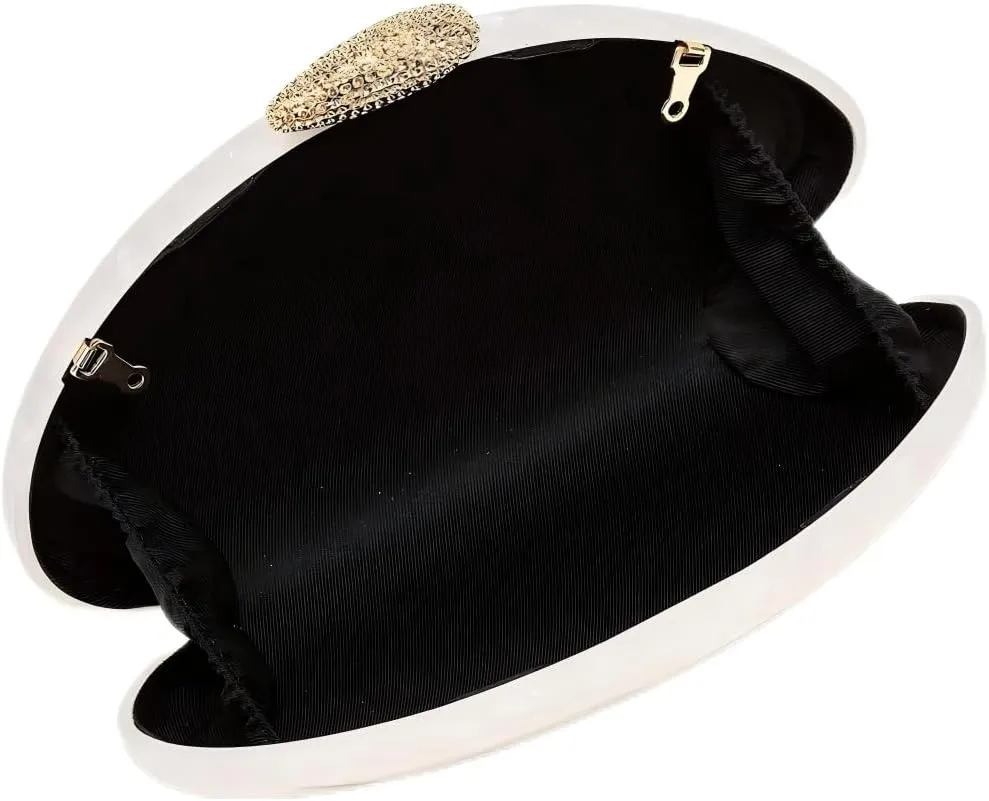 Women Acrylic Clutch for Women Evening HandBag Lipstick Bag for Wedding Party Prom Cocktail Semi-Round Design