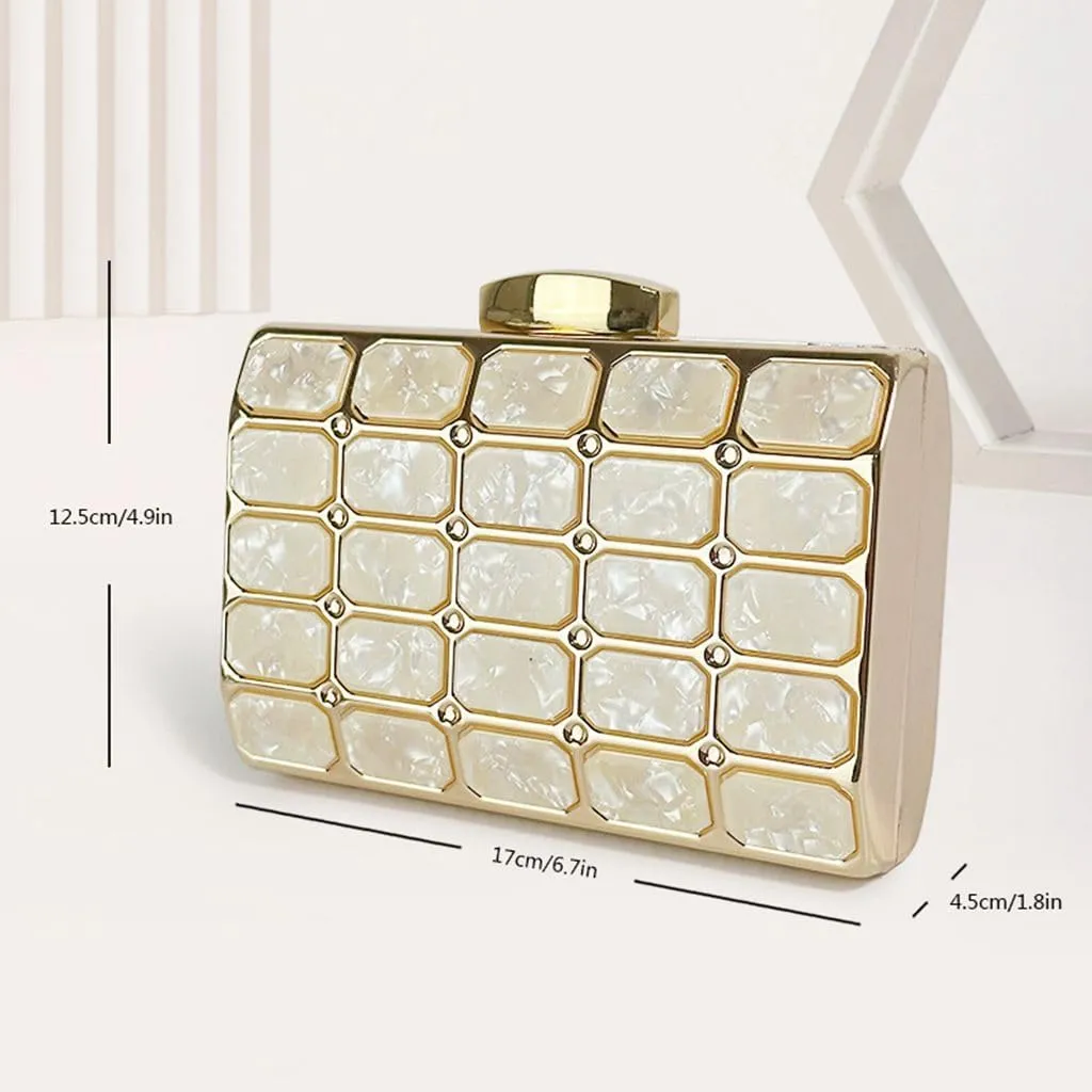 Women Acrylic Clutch Handbag Luxury Shoulder bags Evening Purse with Detachable Chain for Wedding Prom Party