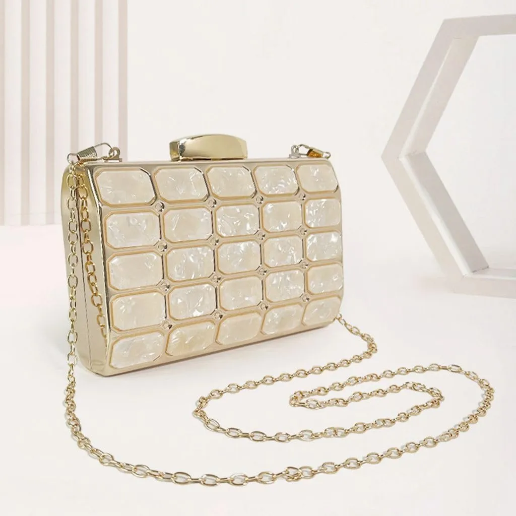 Women Acrylic Clutch Handbag Luxury Shoulder bags Evening Purse with Detachable Chain for Wedding Prom Party