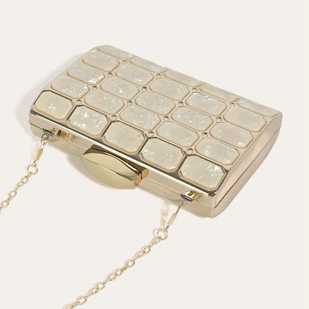 Women Acrylic Clutch Handbag Luxury Shoulder bags Evening Purse with Detachable Chain for Wedding Prom Party