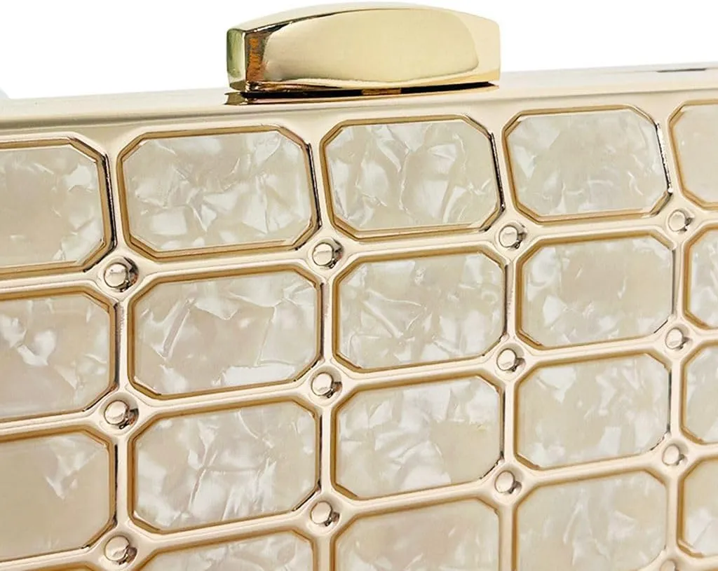 Women Acrylic Clutch Handbag Luxury Shoulder bags Evening Purse with Detachable Chain for Wedding Prom Party