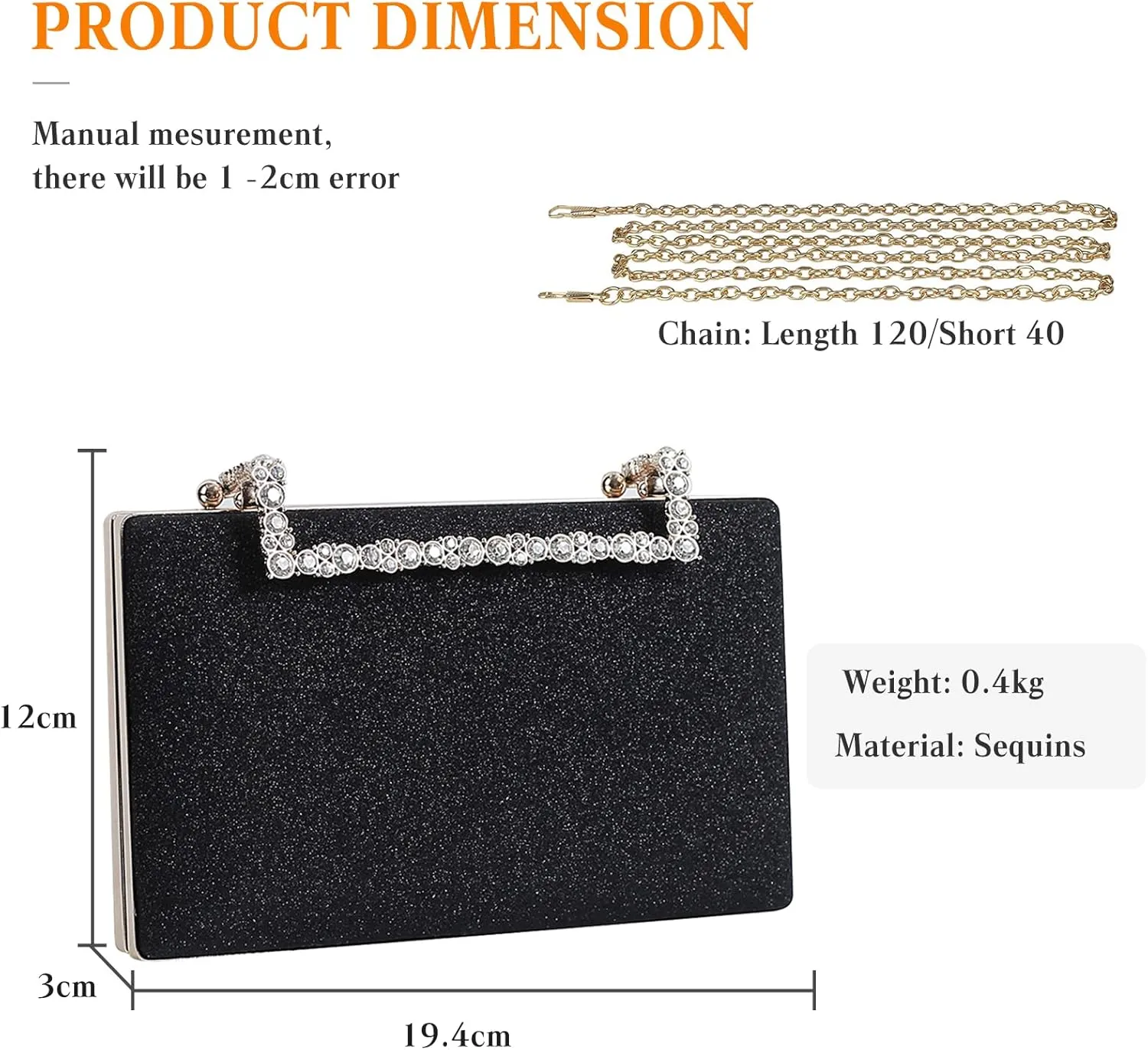 Women Clutch Purse Glitter Evening Bag Sequins Clutch Bag Sparkly Handbag Bridal Wedding Purse