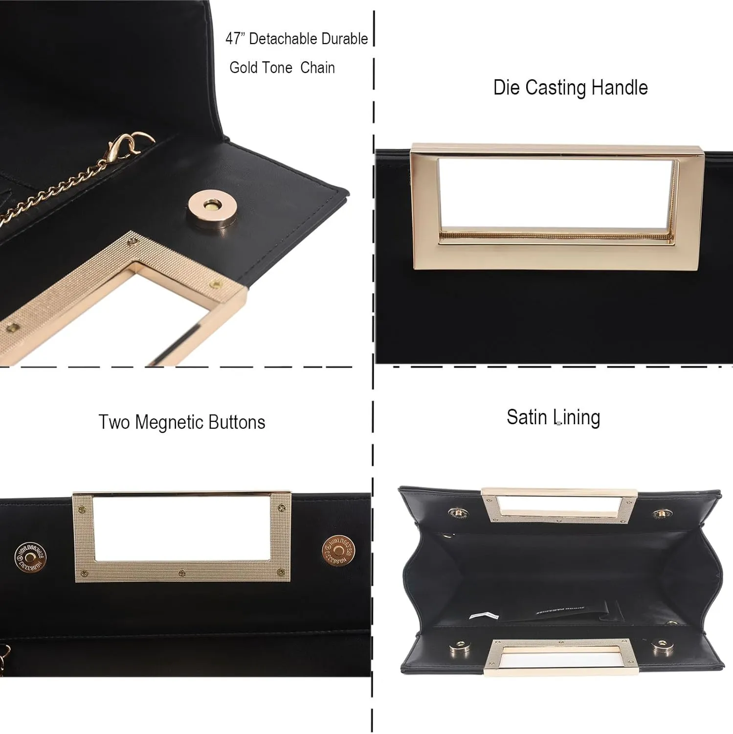 Women Clutch Purse Vegan Leather Evening Hand Bag Ladies Fashion Formal Casual Bridal Crossbody PU Handbag for Women Party