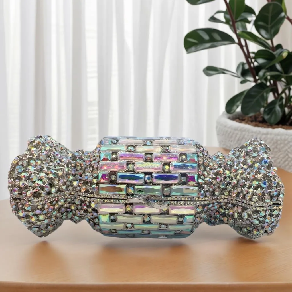 Women Cute Candy Rhinestone Wedding Evening Bag Shinny Crystal Diamond Clutch Purse for Prom Party Cocktail Dating