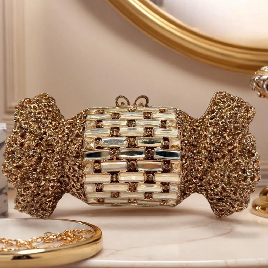 Women Cute Candy Rhinestone Wedding Evening Bag Shinny Crystal Diamond Clutch Purse for Prom Party Cocktail Dating