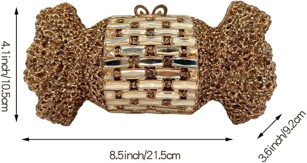 Women Cute Candy Rhinestone Wedding Evening Bag Shinny Crystal Diamond Clutch Purse for Prom Party Cocktail Dating