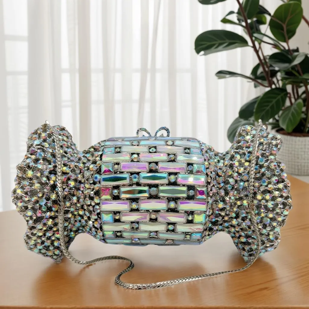 Women Cute Candy Rhinestone Wedding Evening Bag Shinny Crystal Diamond Clutch Purse for Prom Party Cocktail Dating